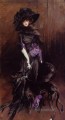 Porträt des Marchesa Luisa Casati mit einem Windhund genre Giovanni Boldini